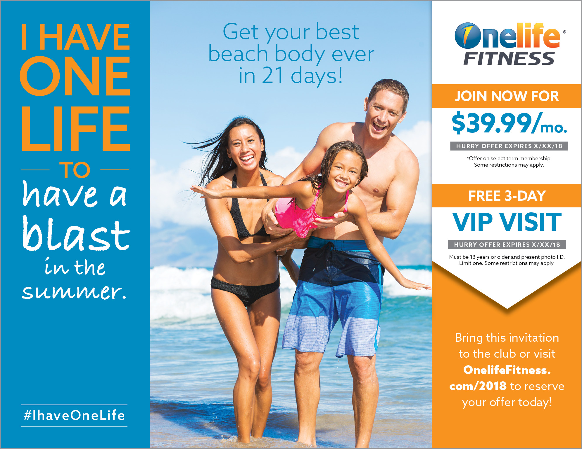 onelife marketing campaign direct mail piece front 1