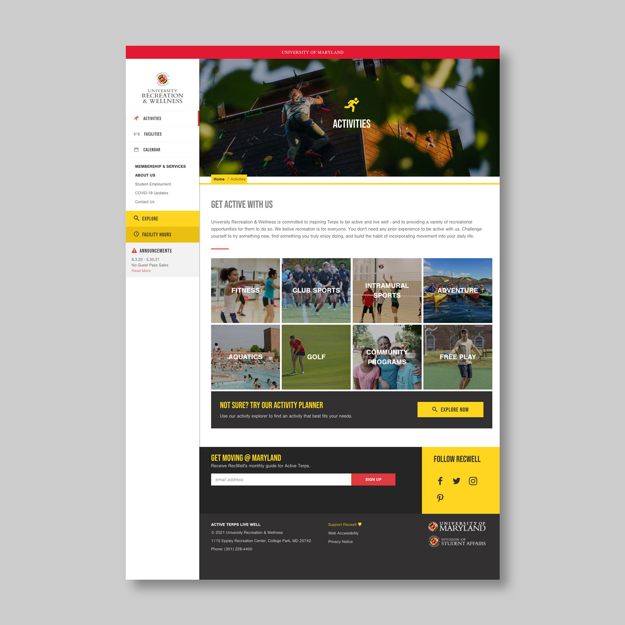 UMD Recwell Website